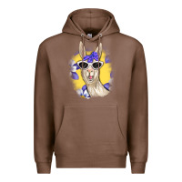 Chestnut Llama With Sunglasses Premium Hoodie - RanaPortraitStore
