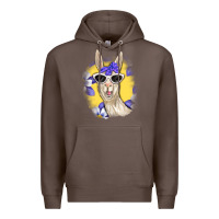 Coffee Llama With Sunglasses Premium Hoodie - RanaPortraitStore