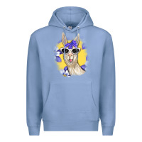 Colony Blue Llama With Sunglasses Premium Hoodie - RanaPortraitStore
