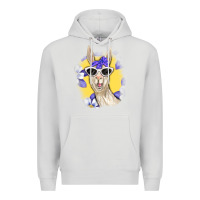 Dove Grey Llama With Sunglasses Premium Hoodie - RanaPortraitStore