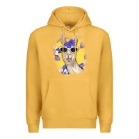 Mustard Llama With Sunglasses Premium Hoodie - RanaPortraitStore
