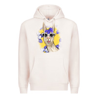 Pale Pink Llama With Sunglasses Premium Hoodie - RanaPortraitStore