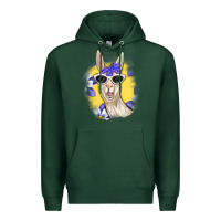 Sports Green Llama With Sunglasses Premium Hoodie - RanaPortraitStore