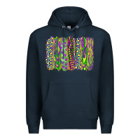 Navy Mardi Gras Leopard Beads Brushstrokes Premium Hoodie - RanaPortraitStore
