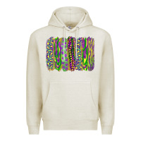 Oatmeal Heather Mardi Gras Leopard Beads Brushstrokes Premium Hoodie - RanaPortraitStore