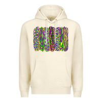 Sandshell Mardi Gras Leopard Beads Brushstrokes Premium Hoodie - RanaPortraitStore