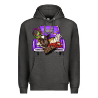Charcoal Heather Mardi Gras Truck With Farm Animals Premium Hoodie - RanaPortraitStore