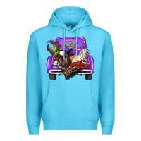 Ocean Blue Mardi Gras Truck With Farm Animals Premium Hoodie - RanaPortraitStore