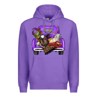 Purple Mardi Gras Truck With Farm Animals Premium Hoodie - RanaPortraitStore