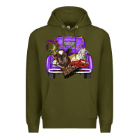 Army Green Mardi Gras Truck With Farm Animals Premium Hoodie - RanaPortraitStore