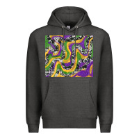 Charcoal Heather Mardi Gras Cowhide Premium Hoodie - RanaPortraitStore