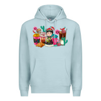 Blue Mist But first cafecito y chismecito Premium Hoodie - RanaPortraitStore