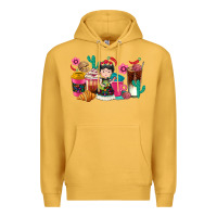 Mustard But first cafecito y chismecito Premium Hoodie - RanaPortraitStore