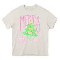 Cream Merry Neon Christmas Heavy Core Tee - CowhideDigitalArt