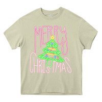 Mossy Merry Neon Christmas Heavy Core Tee - CowhideDigitalArt