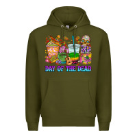 Army Green Day of the dead coffee cups Premium Hoodie - RanaPortraitStore