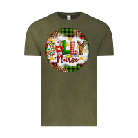 Vintage Olive Christmas Jolly Nurse Vintage Tee - Artiststas