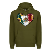 Army Green Sunflower Mexican Flag Heart Premium Hoodie - RanaPortraitStore