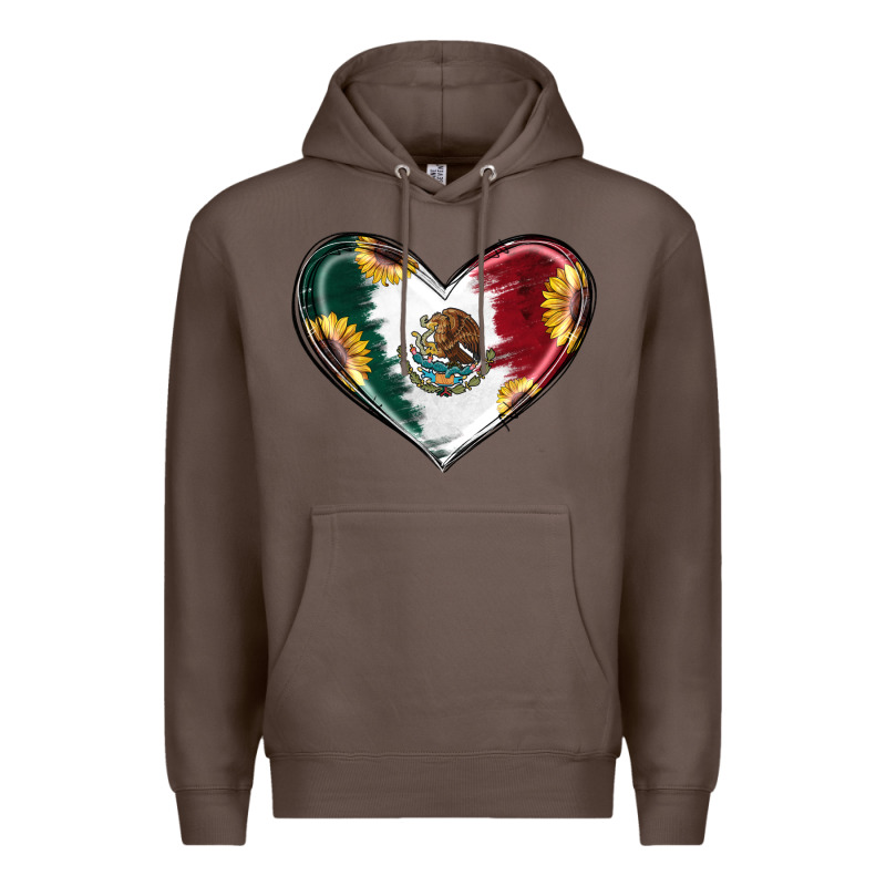 Sunflower Mexican Flag Heart Premium Hoodie by RanaPortraitStore | Teevron