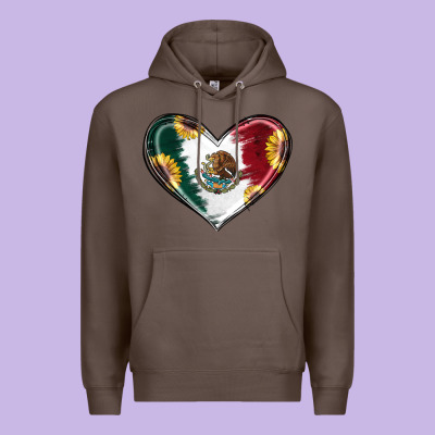 Premium Hoodie Sunflower Mexican Flag Heart
