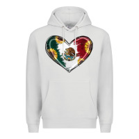 Dove Grey Sunflower Mexican Flag Heart Premium Hoodie - RanaPortraitStore