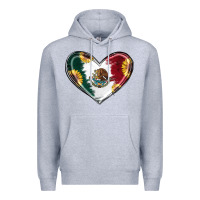 Heather Grey Sunflower Mexican Flag Heart Premium Hoodie - RanaPortraitStore