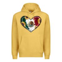 Antique Gold Sunflower Mexican Flag Heart Premium Hoodie - RanaPortraitStore