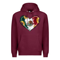 Burgundy Sunflower Mexican Flag Heart Premium Hoodie - RanaPortraitStore