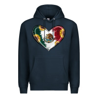 Navy Sunflower Mexican Flag Heart Premium Hoodie - RanaPortraitStore