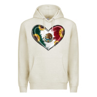 Oatmeal Heather Sunflower Mexican Flag Heart Premium Hoodie - RanaPortraitStore