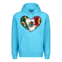 Ocean Blue Sunflower Mexican Flag Heart Premium Hoodie - RanaPortraitStore