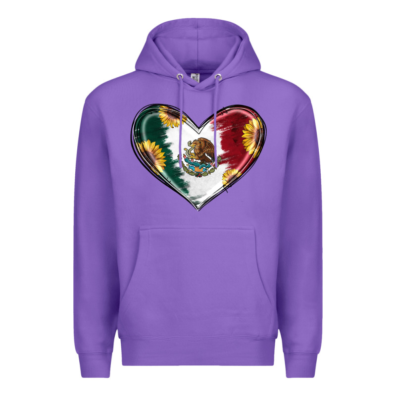 Sunflower Mexican Flag Heart Premium Hoodie by RanaPortraitStore | Teevron