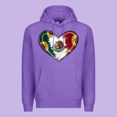 Premium Hoodie Sunflower Mexican Flag Heart