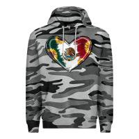 Slate Camo Sunflower Mexican Flag Heart Premium Hoodie - RanaPortraitStore