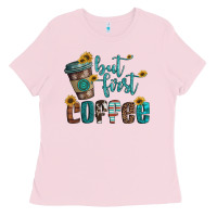 Bubblegum Pink but first coffee Ladies Tee - Artiststas