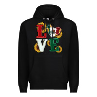 Black Mexican Flag With Sunflowers Love Premium Hoodie - RanaPortraitStore