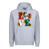 Heather Grey Mexican Flag With Sunflowers Love Premium Hoodie - RanaPortraitStore