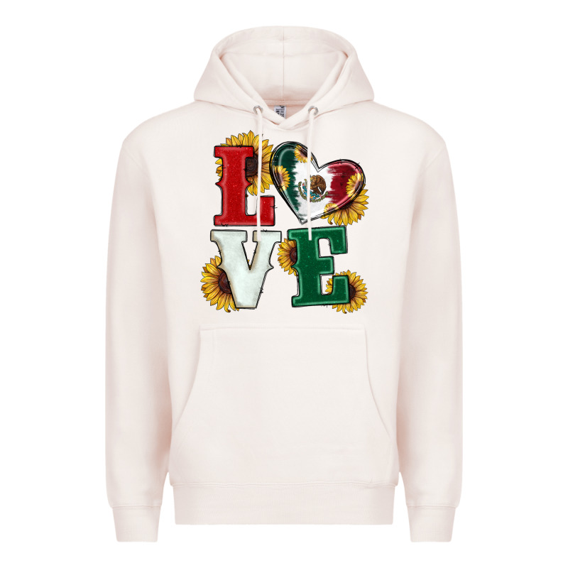 Mexican Flag With Sunflowers Love Premium Hoodie by RanaPortraitStore | Teevron