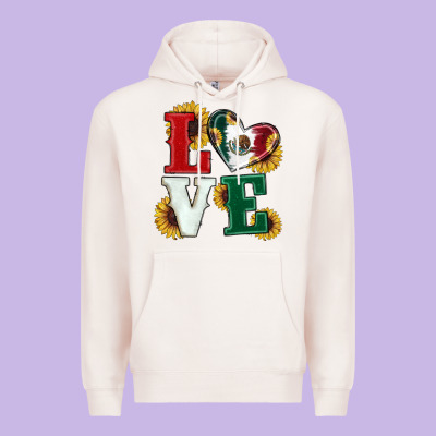 Premium Hoodie Mexican Flag With Sunflowers Love
