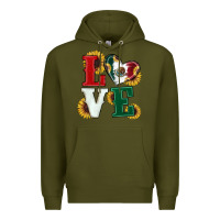 Army Green Mexican Flag With Sunflowers Love Premium Hoodie - RanaPortraitStore