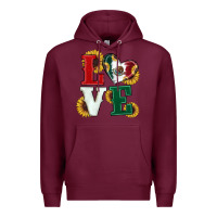 Burgundy Mexican Flag With Sunflowers Love Premium Hoodie - RanaPortraitStore