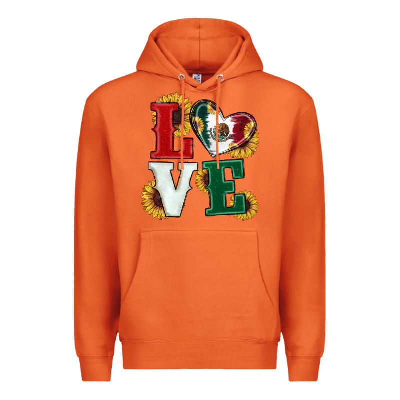Mexican Flag With Sunflowers Love Premium Hoodie by RanaPortraitStore | Teevron