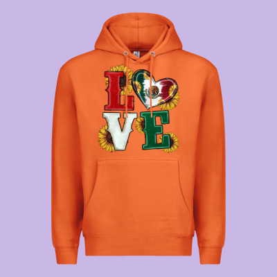Premium Hoodie Mexican Flag With Sunflowers Love