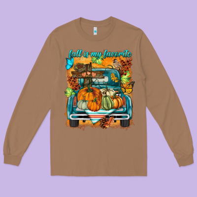 Fall Is My Favorite Long Sleeve Tee Designed By Barkaloodesign
