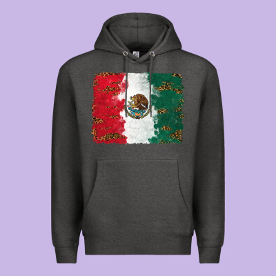 Premium Hoodie Mexican Flag With Leopard
