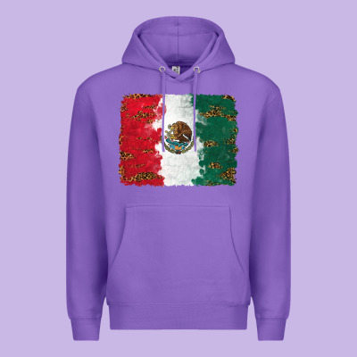 Premium Hoodie Mexican Flag With Leopard
