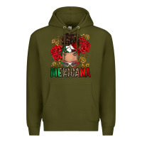 Army Green Mexicana Latina messy bun Premium Hoodie - RanaPortraitStore