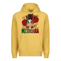 Antique Gold Mexicana Latina messy bun Premium Hoodie - RanaPortraitStore