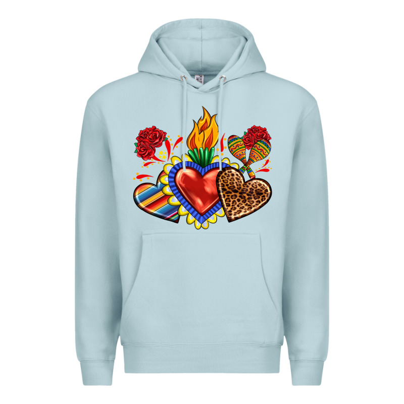 Sacred Heart With Leopard And Serape Heart Premium Hoodie by RanaPortraitStore | Teevron