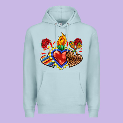 Premium Hoodie Sacred heart with leopard and serape heart